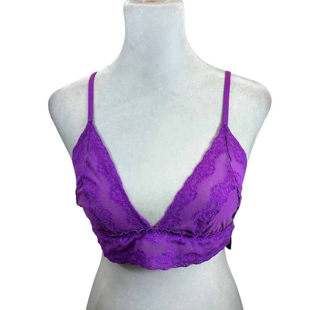 Ladies‎ Natori Brand Bright Purple Lined Lace Bralette Size Large